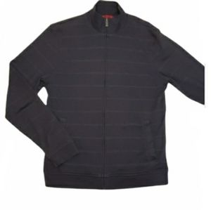 Alfani Striped Full Zip Jacket Men's Size Medium Charcol Gray